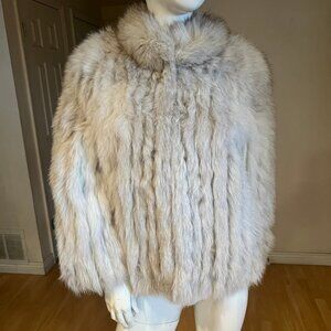 VINTAGE SAGA FOX NATURAL FUR COAT SIZE M MEDIUM